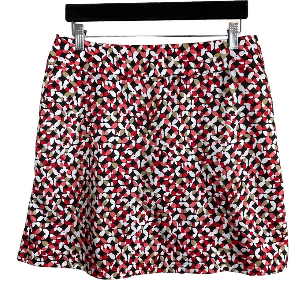 Tail White Label Skort Size 8 Geometric‎ Batik Print White Black Red